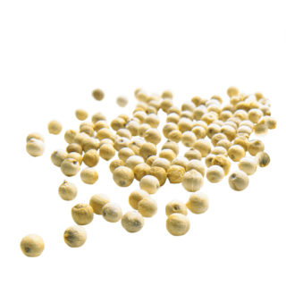 schwebende weiße Pfefferkörner