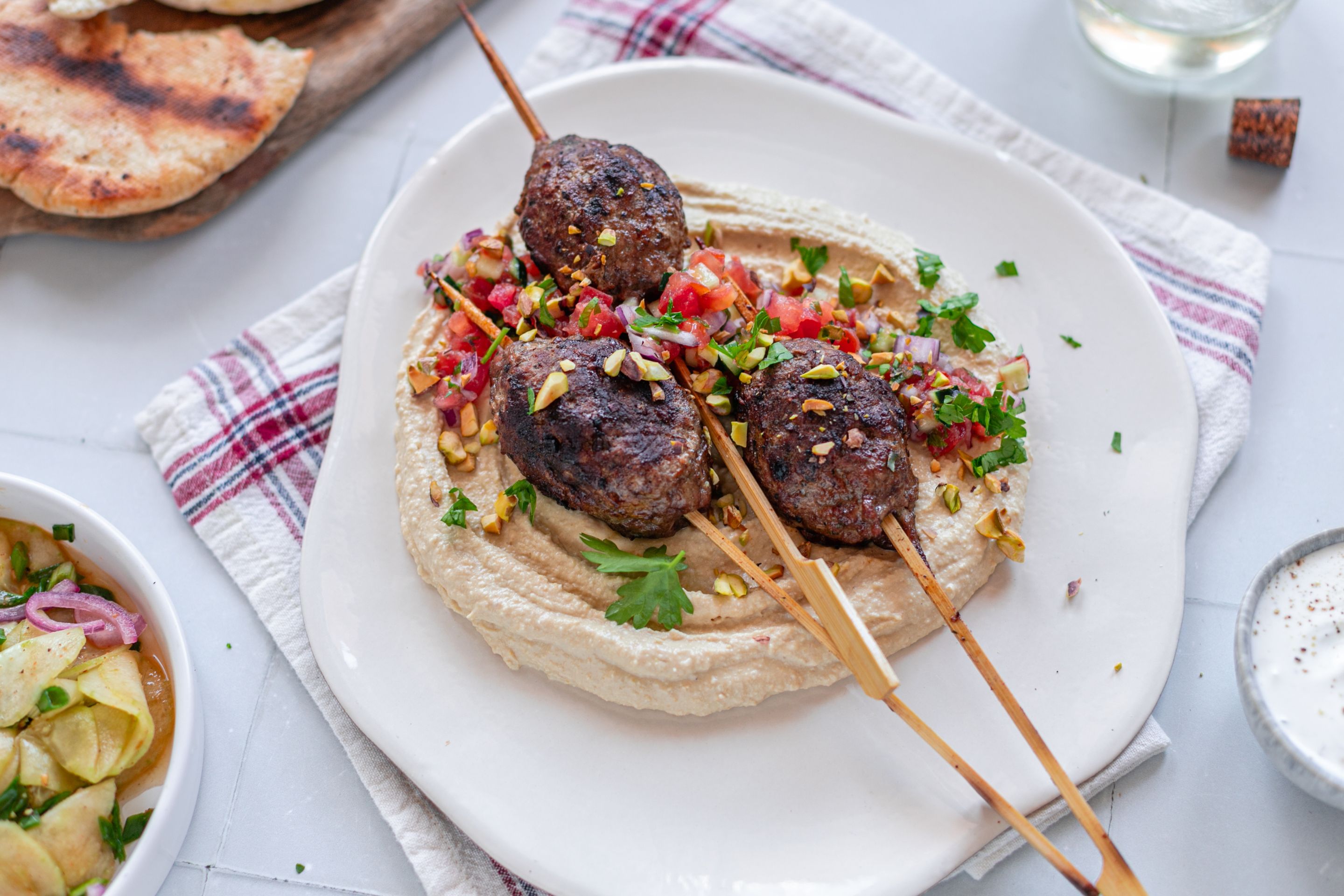 Beef Koftas With Creamy Lentil Hummus